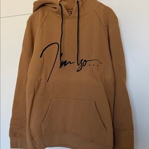 Tan Hoodie with Black Script